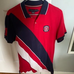 Red and blue polo